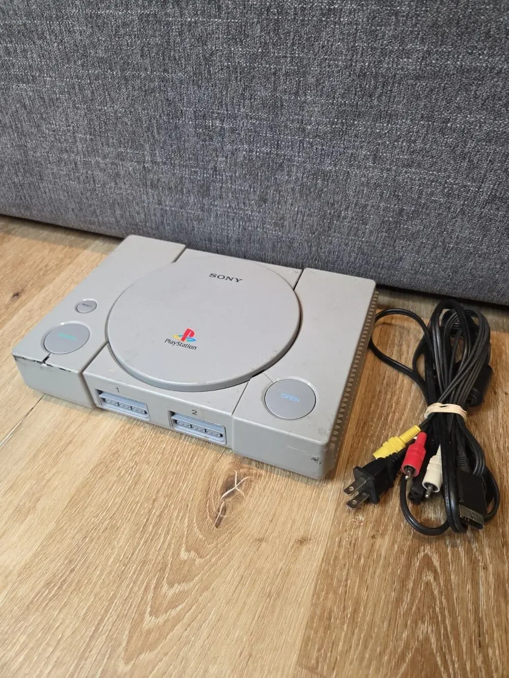 Sony PlayStation 1 PS1 Original Gray Console Tested Powers On AV Power Cables